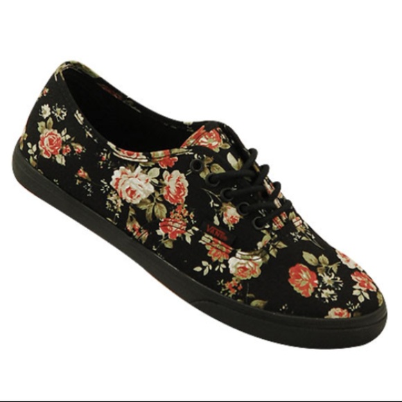 black vans with flowers
